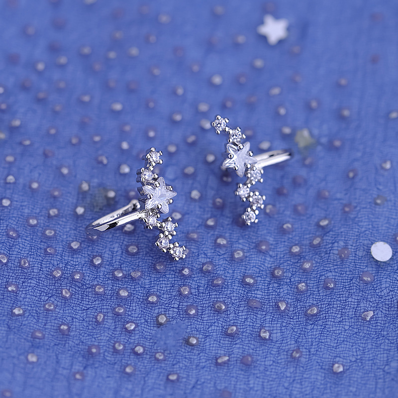 Beidou siete estrellas clip de hueso de oreja mujeres sin agujeros de orejas de plata colgando pendientes de nicho de diseño 2025 nuevos exquisitos pendientes