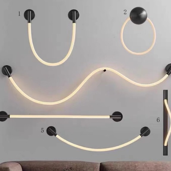 Minimalista sala de estar barra barra mesa de comedor DIY silicona candelabros diseñador de notas creativas arte enredado lámpara de línea