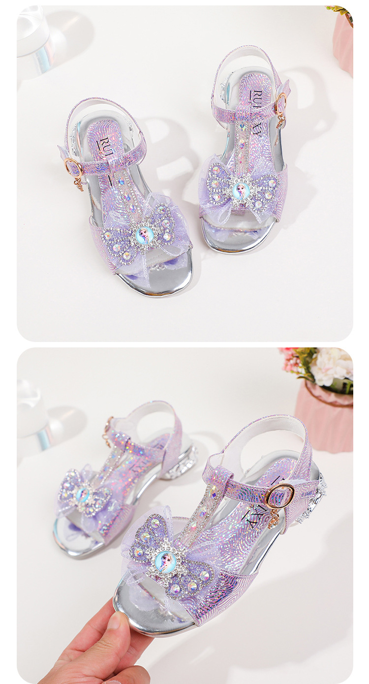 Sandali da principessa per bambine, alla moda, con strass, per studenti, da ballo, sandali con fiocco per ragazze_voghion.com