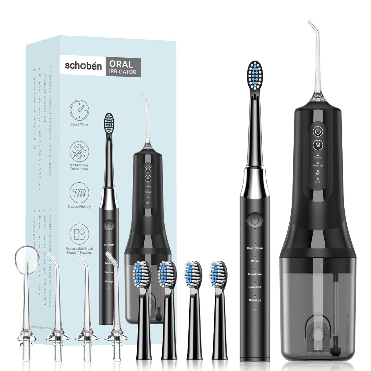 Cross-border best-selling electric water flosser, home-use dental flosser, and electric toothbrush combo – a complete oral care set