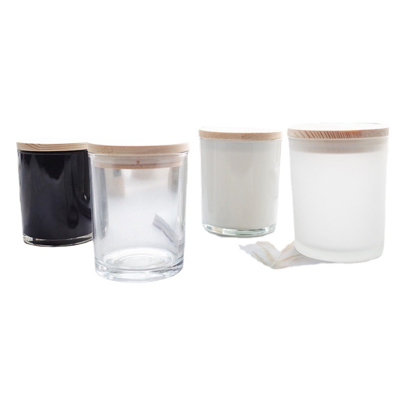 En stock 200ml aerosol interior blanco aromaterapia vela taza de vidrio hogar vela frasco 300ml negro candelabro contenedor