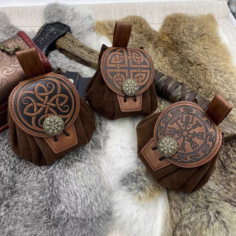 中世ディスクバッグ北欧バイキングスタイルレトロウエストバッグ小銭入れ文具バッグ COS 小道具ステージ|undefined