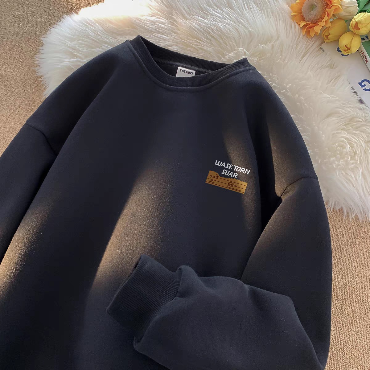 2024 Sudadera para jóvenes Estilo de Hong Kong Tops sueltos y sencillos de cuello redondo Primavera y otoño Nueva moda Chaqueta de todo fósforo de marca de moda para hombres