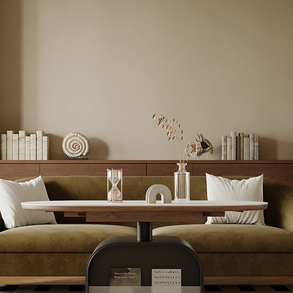 Mesa lateral de elevación sala de estar 2024 nueva mesa de comedor de tablero de roca ovalada minimalista italiana móvil mesa de centro plegable dos en uno