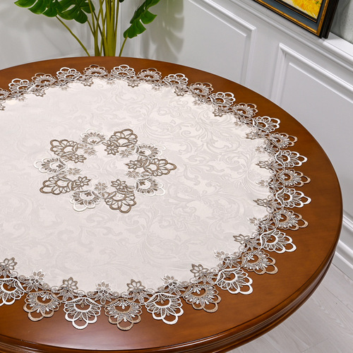 Fresh lace small round table tablecloth round tablecloth coffee table cloth white fabric anti-scalding mat simple European style home