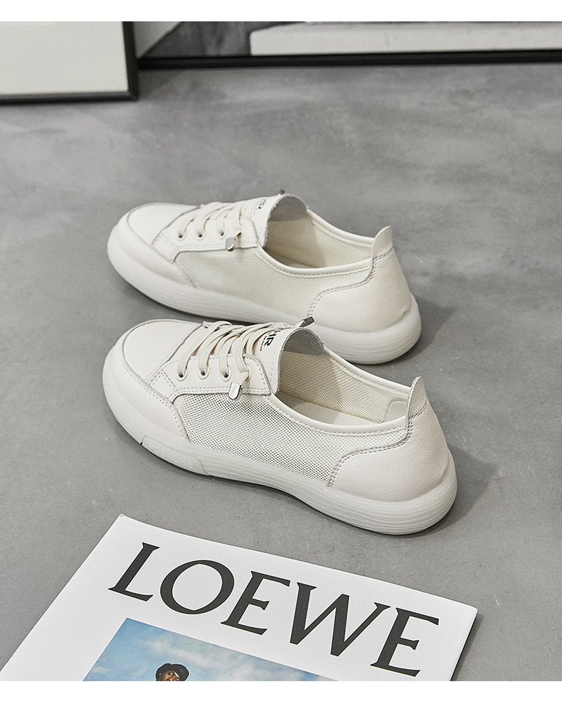 Giày sneaker nữ trắng mesh thoáng khí đế bằng — Màu be A81 chi tiết 26