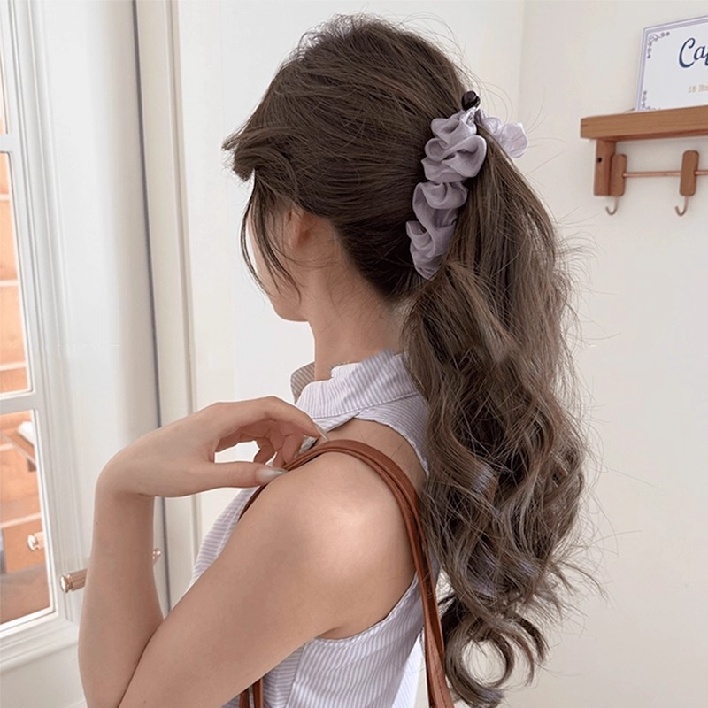 メッシュプリーツバナナクリップ、大きなふわふわヘアボリュームポニーテールクリップ、後頭部の半分に結ばれたヘアクリップ、2025新しい縦型クリップ|undefined