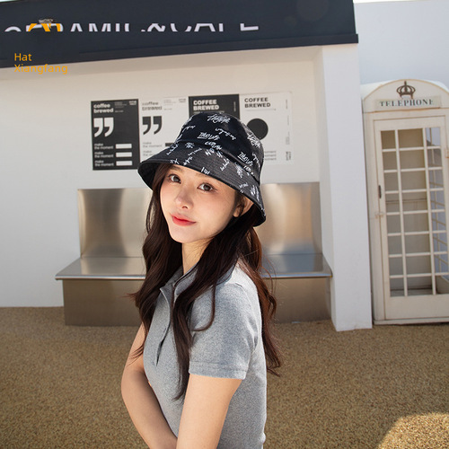 New Style Fisherman Hat Trend Fisherman Hat Dual-Sided Sunshade Hat Printed Fisherman Hat Fisherman Hat For Women Influencer Sun Hat