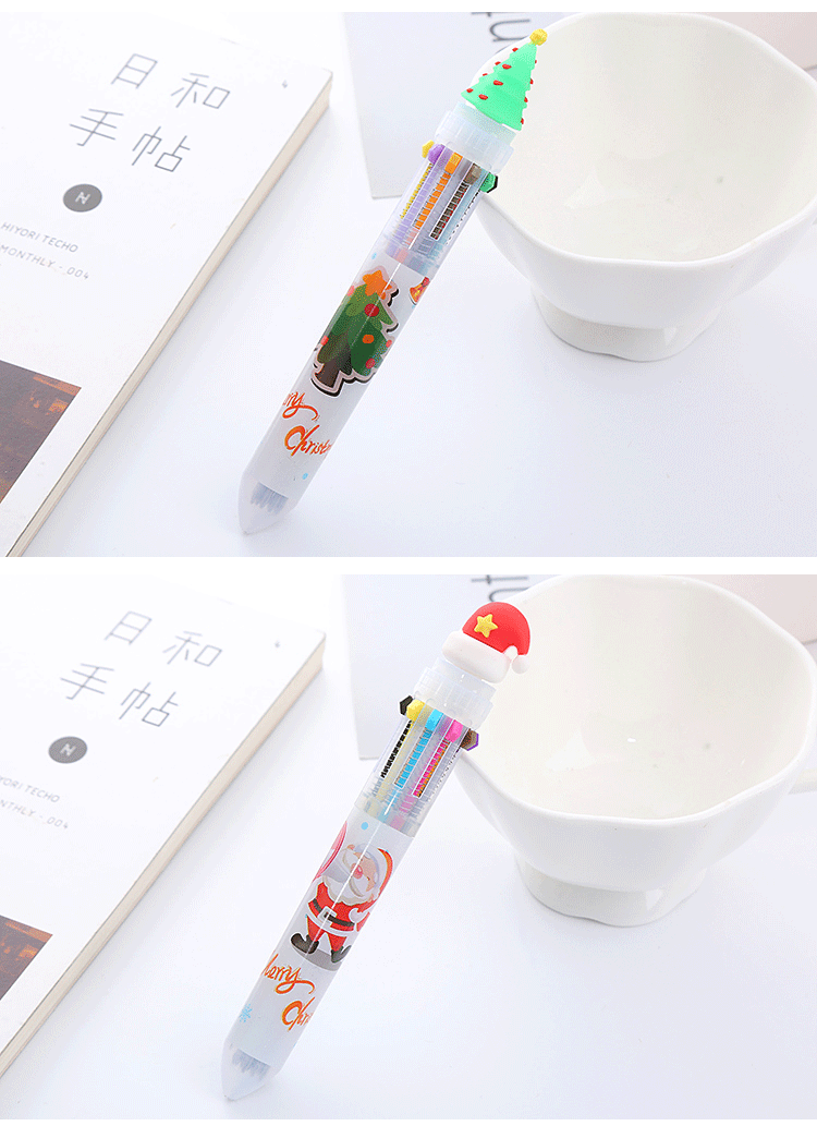 1 Piece Christmas hat interne Christmas Tree Santa Claus Class Learning Christmas Ball Pen Refill Plastic Cute Ballpoint Pen display picture 2