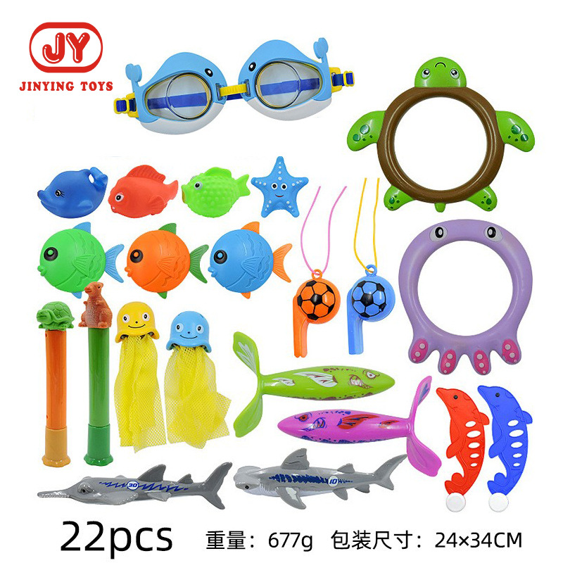 Juguetes de buceo transfronterizos Piscina al aire libre para niños Búsqueda del tesoro Buceo Peces y algas Torpedo Gemas Juego de juguetes acuáticos