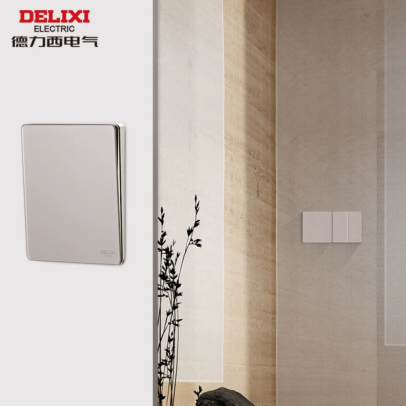 Панель выключателя-розетки Deli Steel Glass Mirror, серия D898, 86 мм ультратонкая, пятипостовая, коричневый