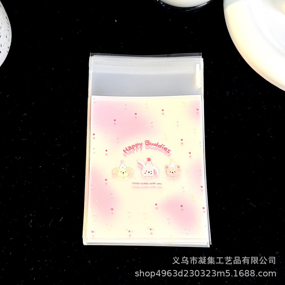 Colección de bolsas autoadhesivas de dibujos animados lindo original, bolsa de embalaje de joyería de regalo de alto valor, tarjeta pequeña, bolsa sellada dividida