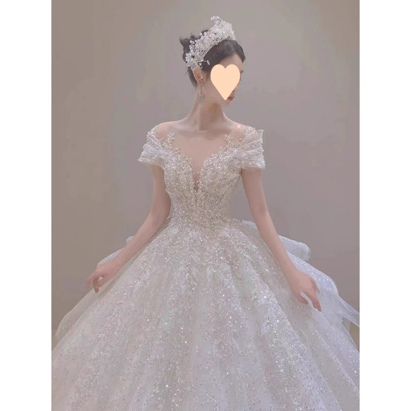 Abito da sposa da principessa in fuga con spalle scoperte, 2025, nuovo, di alta qualità, lavorazione artigianale pesante_voghion.com