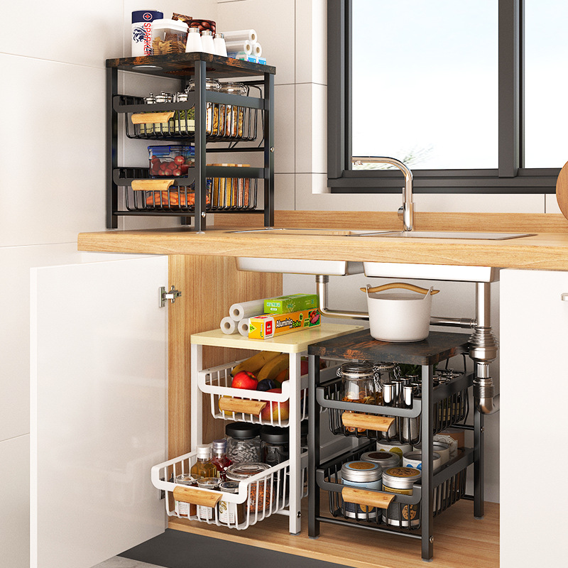 Estante de almacenamiento extraíble para cocina, estante de almacenamiento de varias capas, cesta para frutas y verduras, estante de almacenamiento para huecos, almacenamiento para huecos.
