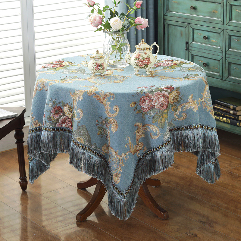 Cross-Border Hot Selling European Tablecloth Tassel Lace Tablecloth Chenille Rectangular Coffee Table Towel Light Luxury Tablecloth Wholesale