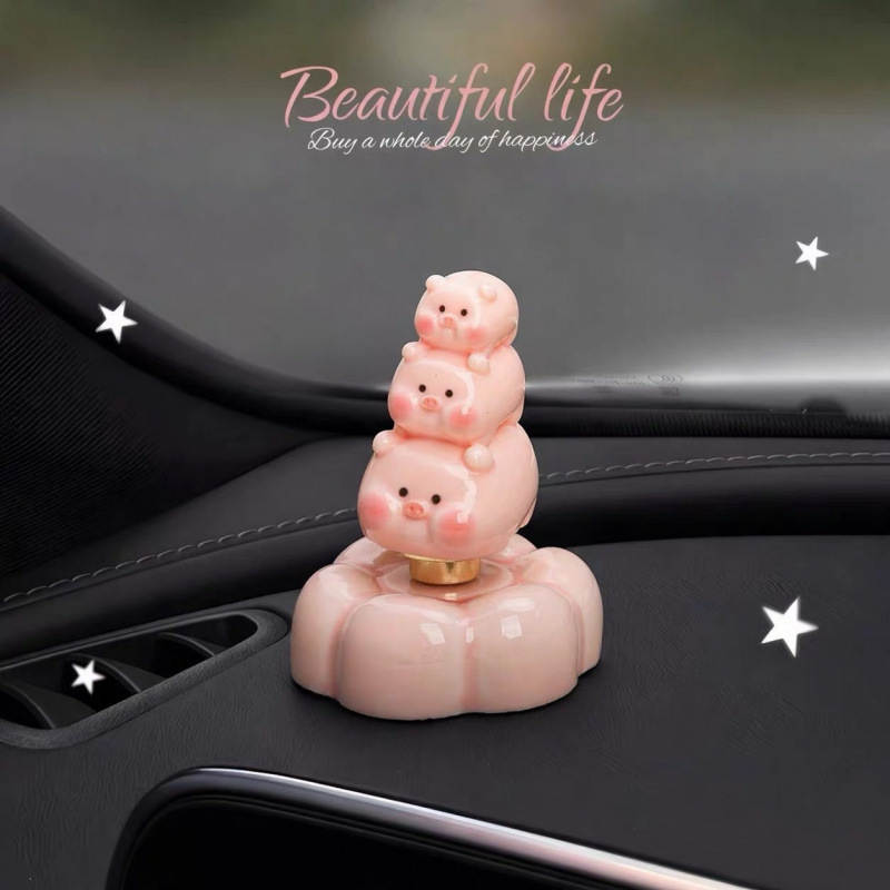 Rotatable car ornament, interior decoration, creative cute piggy dashboard accessory, co-pilot seat decoration figurine Rotatable car ornament, interior decoration, creative cute piggy dashboard accessory, co-pilot seat decoration figurine