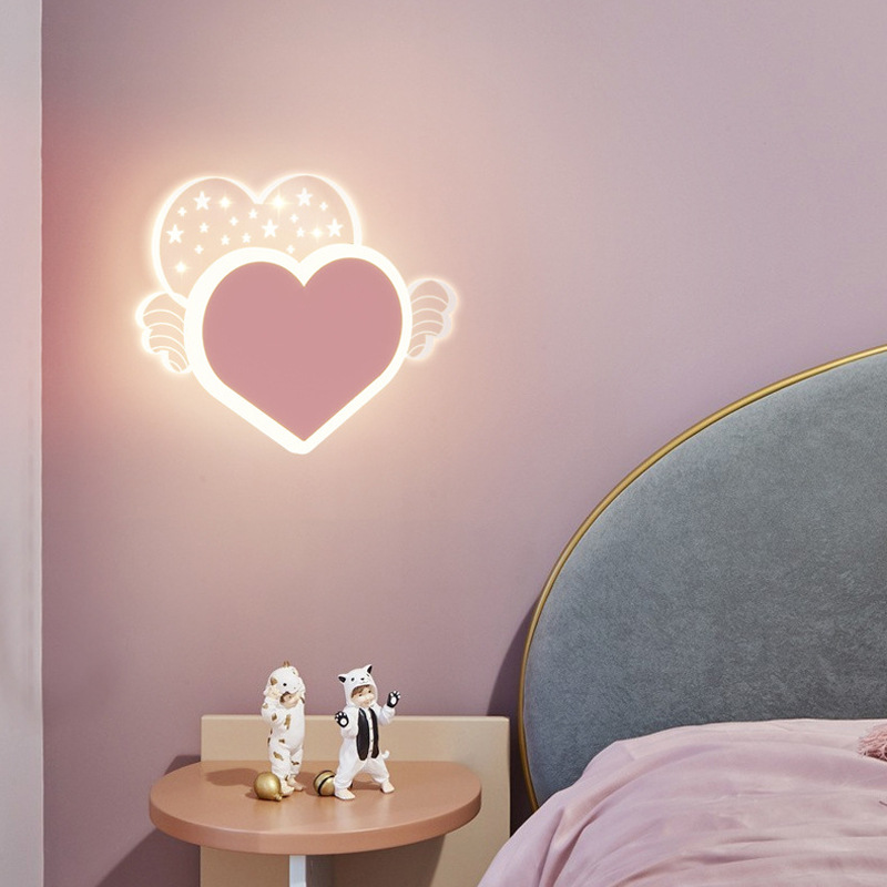 Niños creativos dormitorio noche lámpara de pared acrílico niños y niñas dormitorio decorativo lámpara de pared de dibujos animados lámpara de pared decorativa