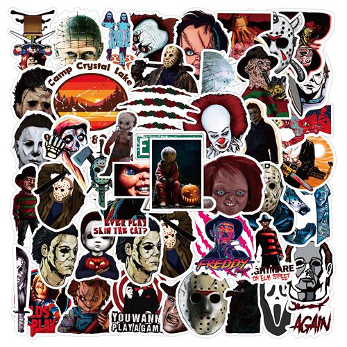 50 Horror Movie Thriller Characters Waterproof Graffiti Stickers Car Trolley Case Scooter Water Cup Stickers Wholesale