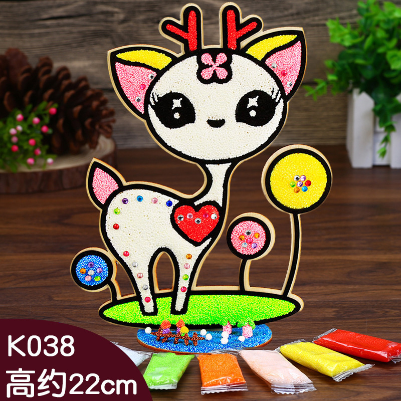 木板スノーフレーク泥絵パール泥粘土絵幼稚園児手作り立体粘着絵画|undefined