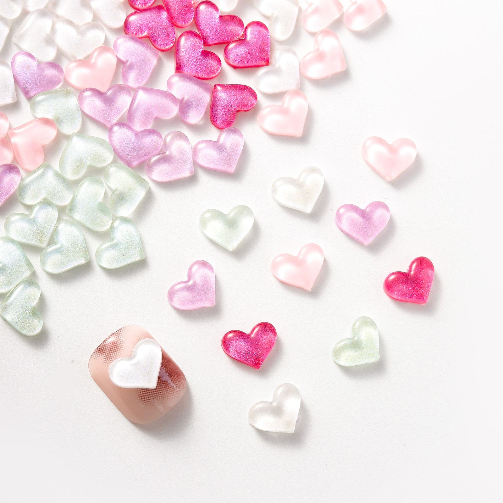 인터넷 연예인 사랑 네일 아트 쥬얼리 캔디 컬러 고급 플래시 조커 작은 하트 수지 DIY 헤어핀 귀걸이 네일 다이아몬드 장식품