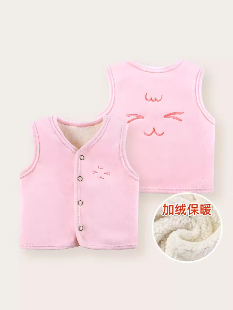 【Liquidación】Chaleco de lana para niños para otoño e invierno, cárdigan grueso para bebés, chaqueta cálida bordada para niños y niñas.