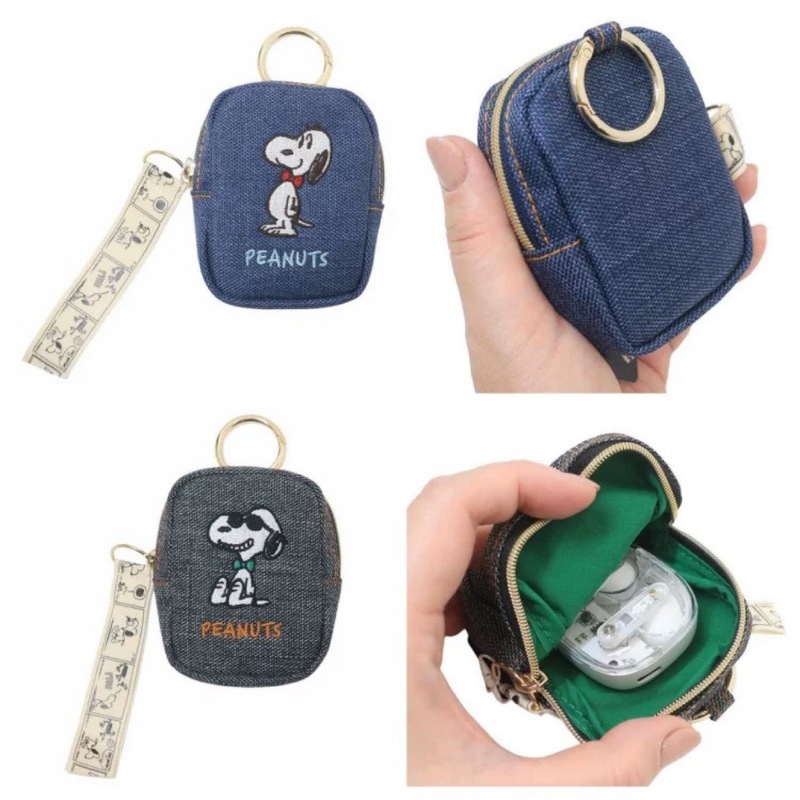 In-Stock Japanese-Style Snoopy Puppy Denim Embroidered Pattern Mini Coin Purse Earphone Bag