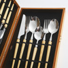 Portuguese 12 -piece set 304 stainless steel western dining knife fork spoon sleeve round wooden handle stainless steel spoon fork knife gift box