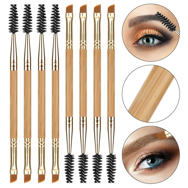 Single Double Eyebrow Brush Eyelash Brush Beauty Makeup Tool Bamboo Rod Double Spiral Eyebrow Brush Eyelash Brush