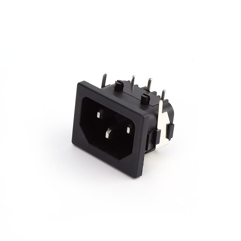 AC-05电源插座金属包壳弯脚90度写插脚电路板器具插座