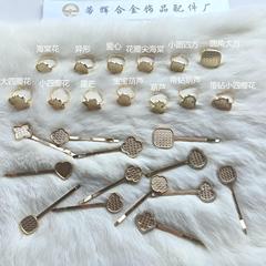 ラブひょうたんリングサイドクリップ電気メッキリアルゴールドフィリグリーポイント翡翠宋錦レザーヘアアクセサリー材料メーカー