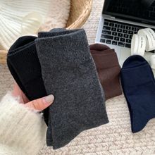 袜子男中筒袜秋冬季商务休闲棉袜冬天保暖吸汗透气黑色男士长筒袜