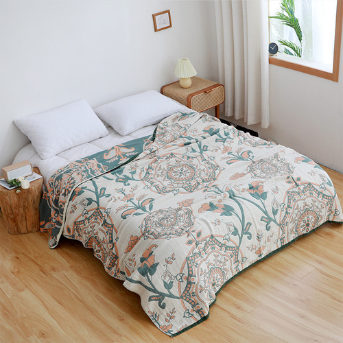 Factory-wholesale gauze towel blankets & throws—couple-style, four-season air-conditioning blankets, perfect for single or double sofas; also available as lightweight summer comforters.