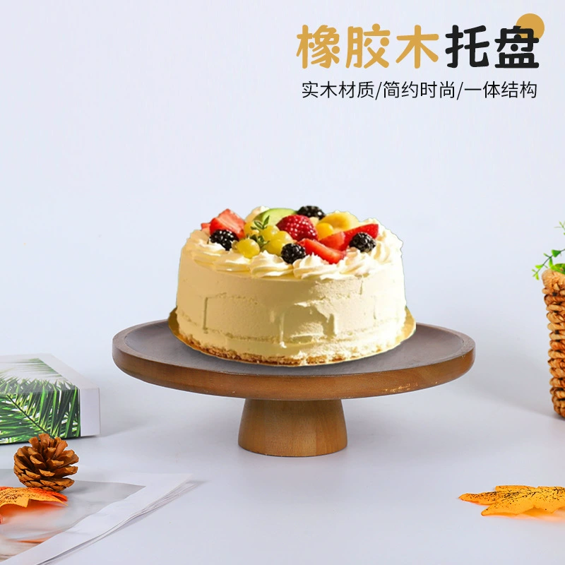 Резиновая высокая тарелка для торта в японском стиле, деревянная тарелка для фруктов, чайный поднос, тарелка для фруктов, кондитерских изделий, деревянный поднос, декоративный реквизит