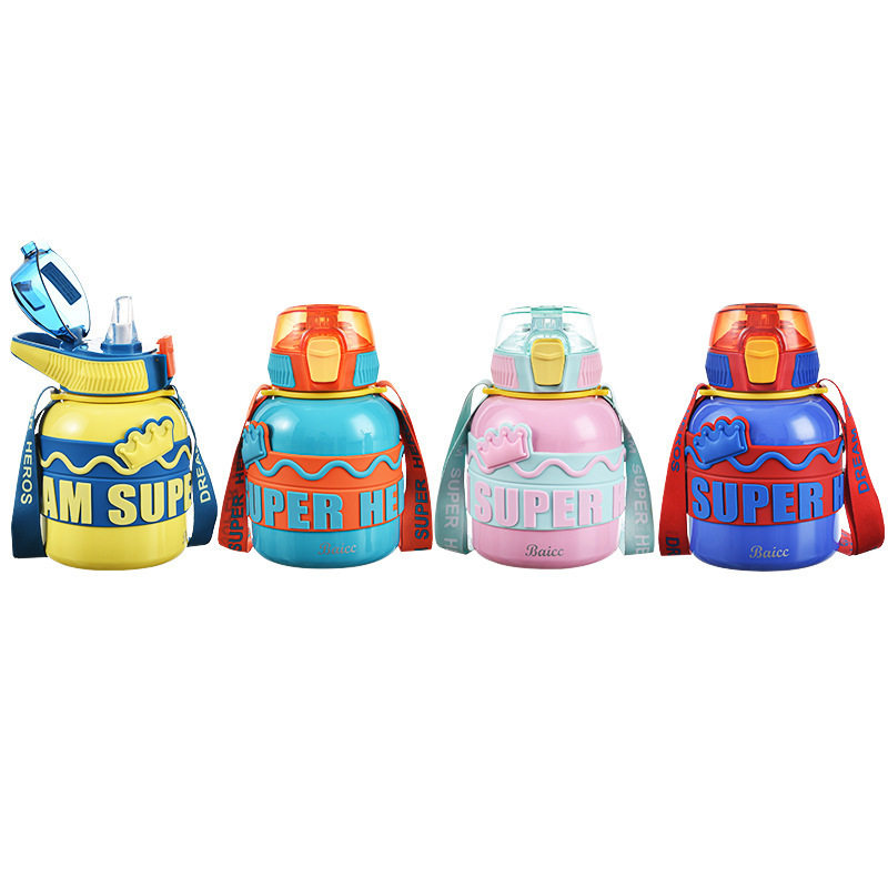 Taza de agua de ChaoTong 304 taza de acero inoxidable taza de aislamiento térmico de gran capacidad cubierta de rebote hervidor deportivo portátil de paja taza de abdomen