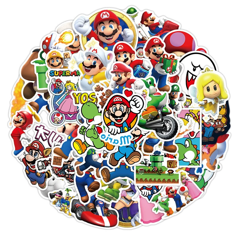 Mario, cartoon suitcase, waterproof sticker, graffiti