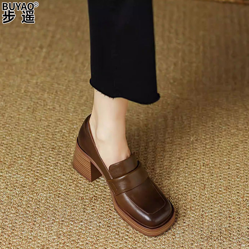 High-end sheepskin version with brown heels 6cm high