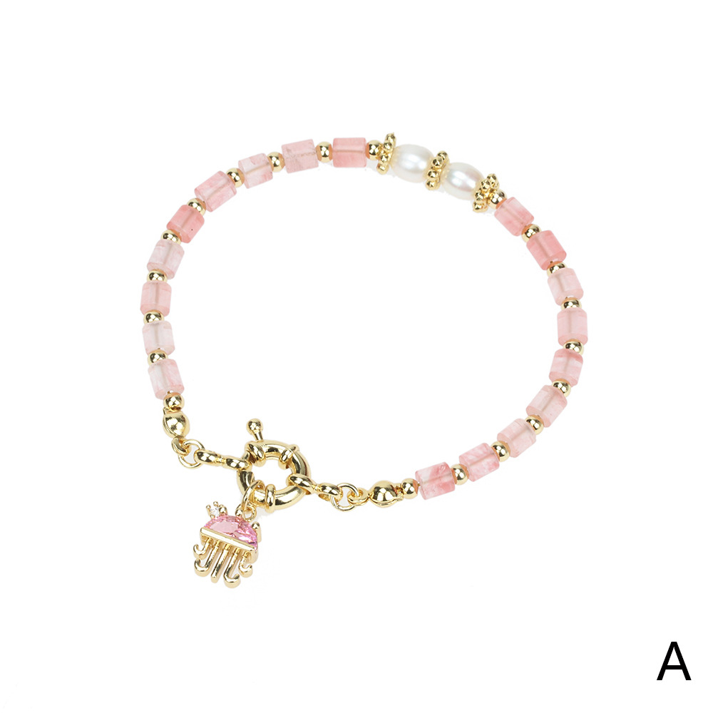 Neues Mischfarbenes Steinperlen-kupfer-diamantarmband Mit Kleinem Tieranhänger Aus Meeresboden display picture 1