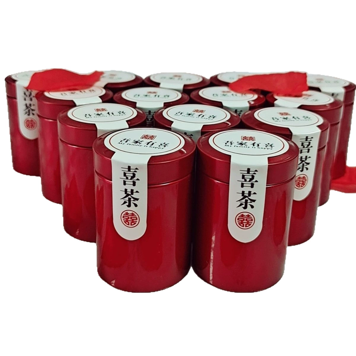 Мини-банка для чаевых в подарке (Xixi) красная металлическая банка, ассорти цветов и улунский чай, 2–5 г