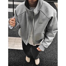 cleanfit毛呢棉服外套男秋冬款高级感夹棉棒球服美式短款立领夹克