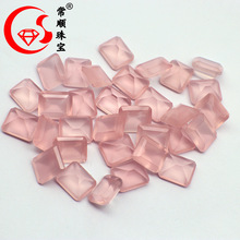 天然宝石粉晶纯净芙蓉石长方戒面裸石 吊坠项链镶嵌配石厂家批发