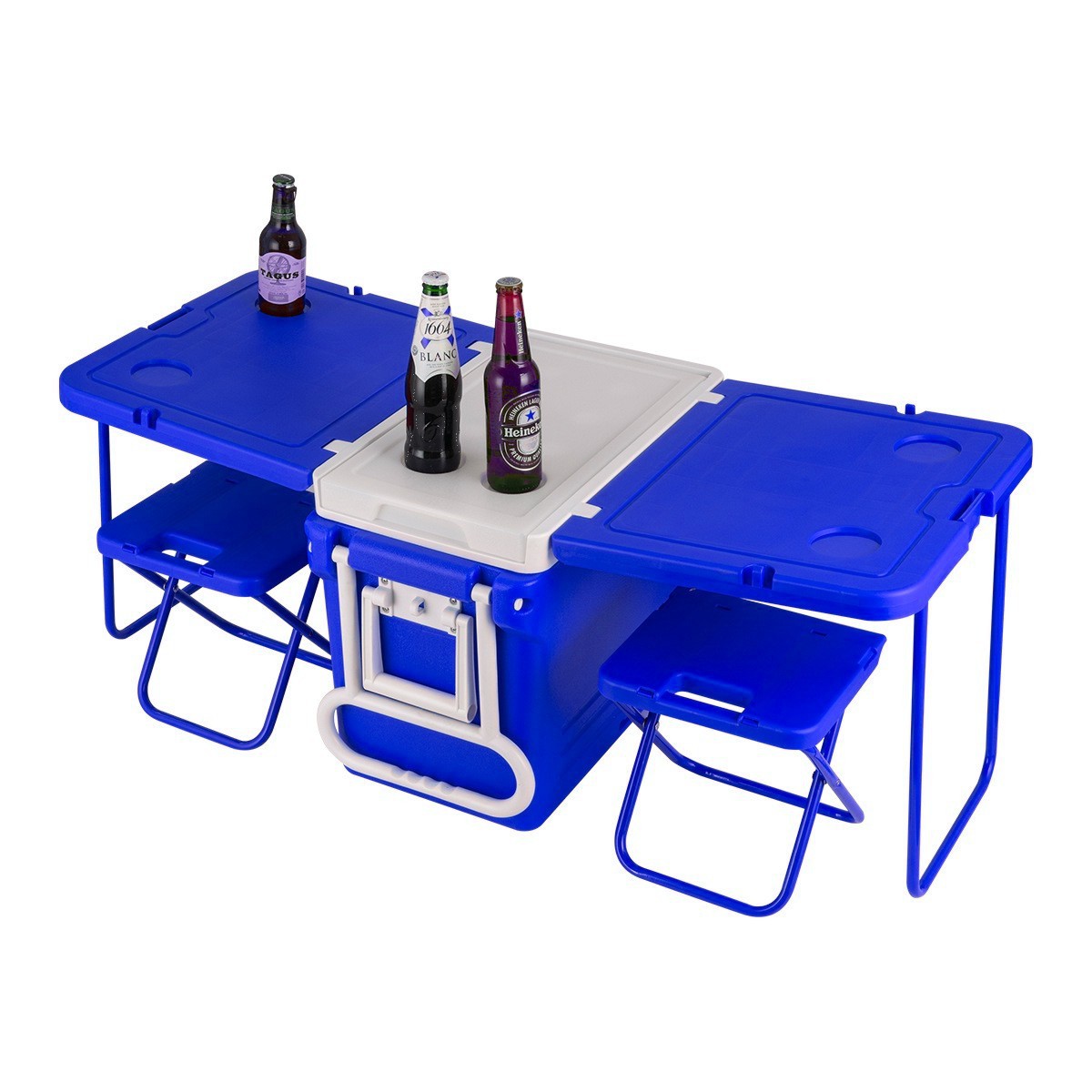 32 l plegable portátil al aire libre caja simple con heces ruedas Mesa integrado deslizamiento cubo de hielo incubadora refrigerada