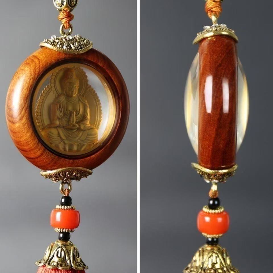 Car Pendant Double-Sided Avalokiteshvara Maitreya Buddha Car Interior Hanging Decoration Car Rearview Mirror Pendant