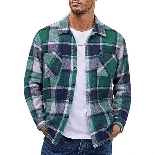Men's European and American new products plaid casual long-sleeved shirt coat casual all-matching