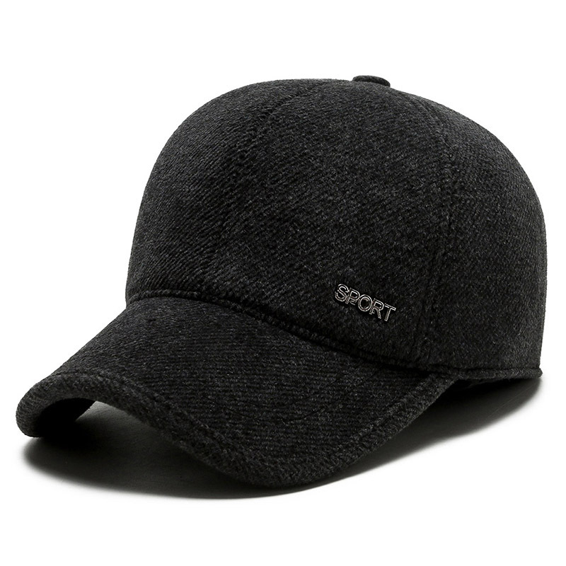 Cappellino da baseball in lana con paraorecchie per uomo_voghion.com