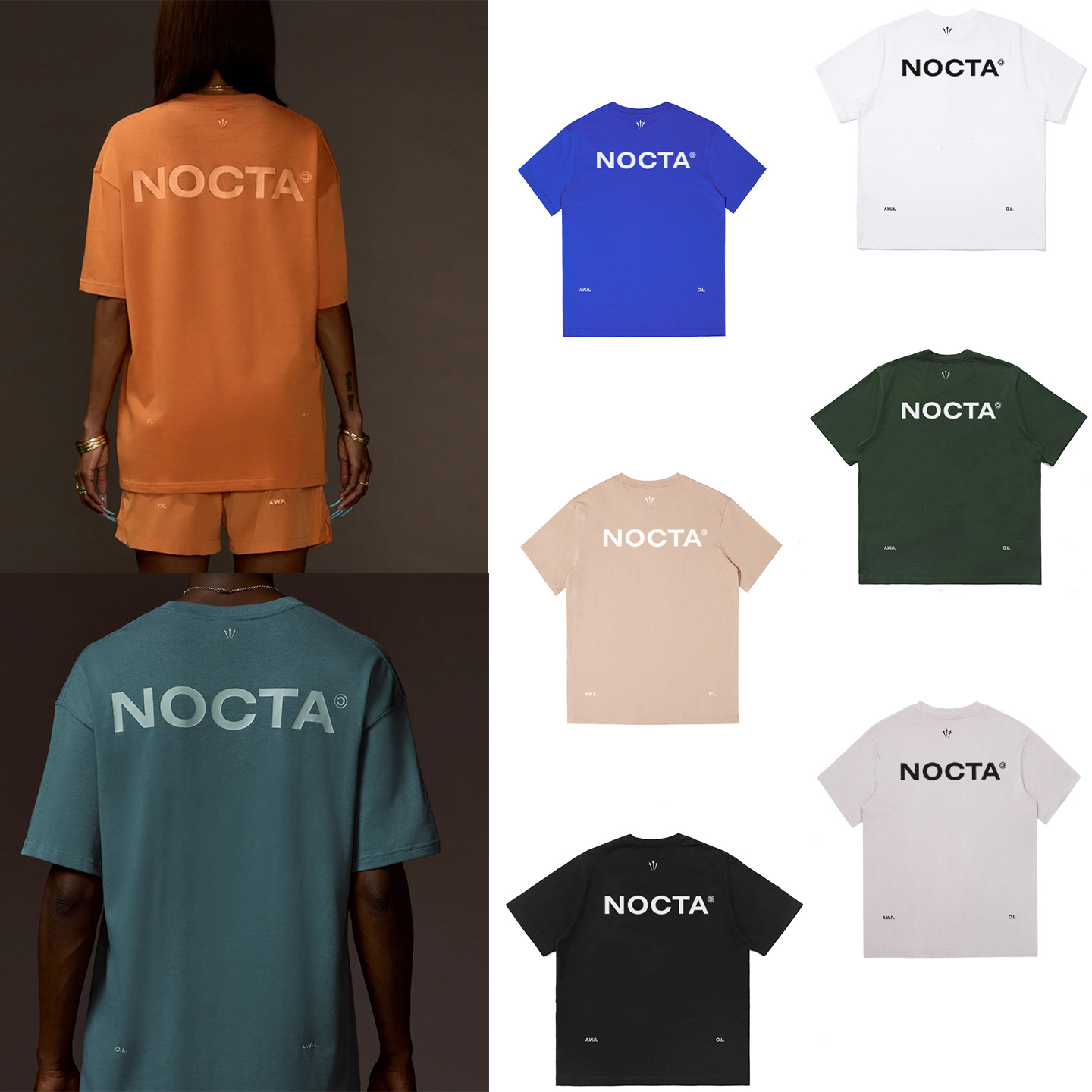 NOCTA classic letter co-branded spring-summer sports pure cotton round-neck printed loose-fit short-sleeve T-shirt, popular in foreign trade
