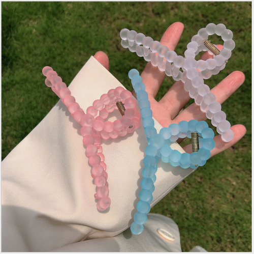 Transparent sand texture claw candy color hair clip for women summer Korean version hair claw hairpin shark tooth particle hair accessory