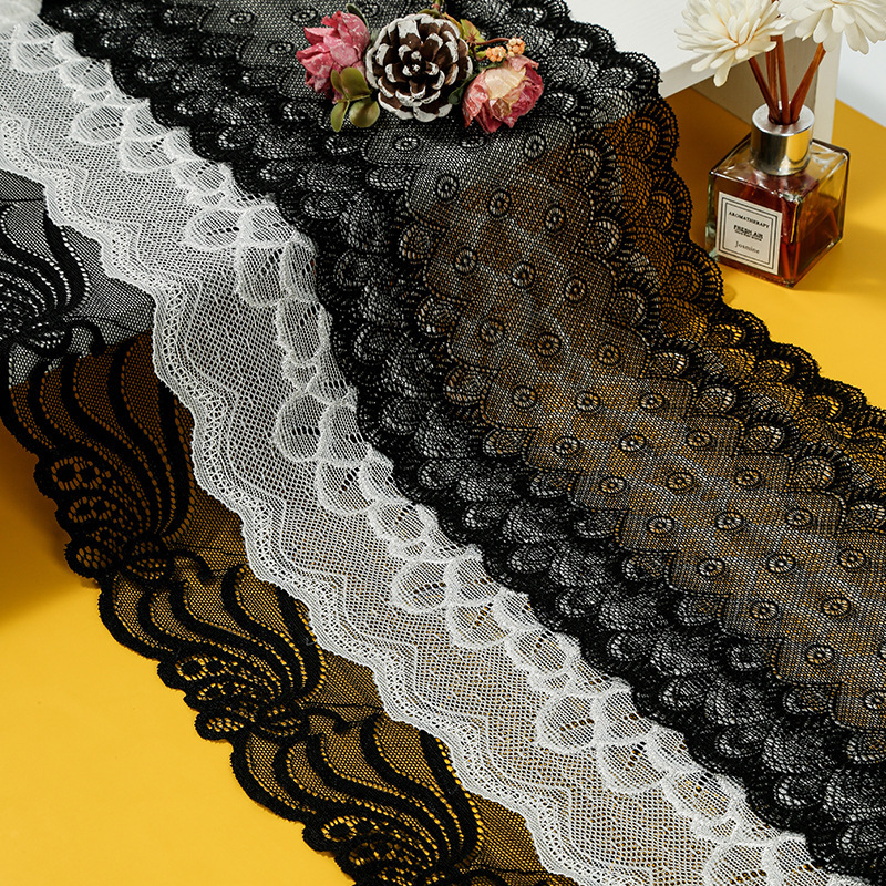 French Micro-Elastic Lace Handmade Cut Out Bedding Curtain Fabric Ribbon Accessories Decorative Handmade Lace