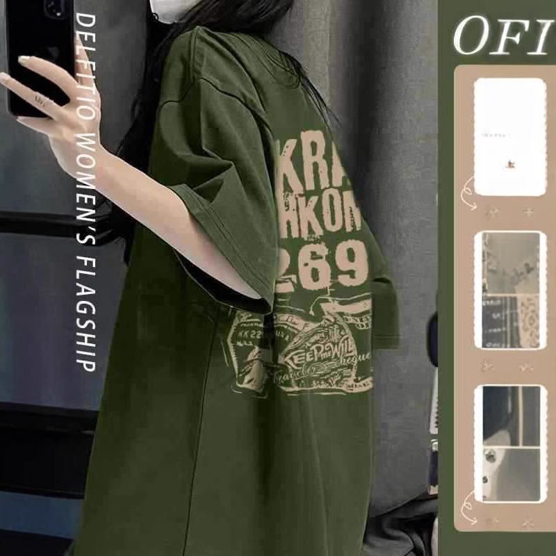 chubby girl Hong Kong Style Army Green plus size Short-sleeved T-shirt Women's Fashionable Loose Summer American Style High Street Design Niche Top chubby girl Hong Kong Style Army Green plus size Short-sleeved T-shirt Women's Fashionable Loose Summer American Style High Street Design Niche Top