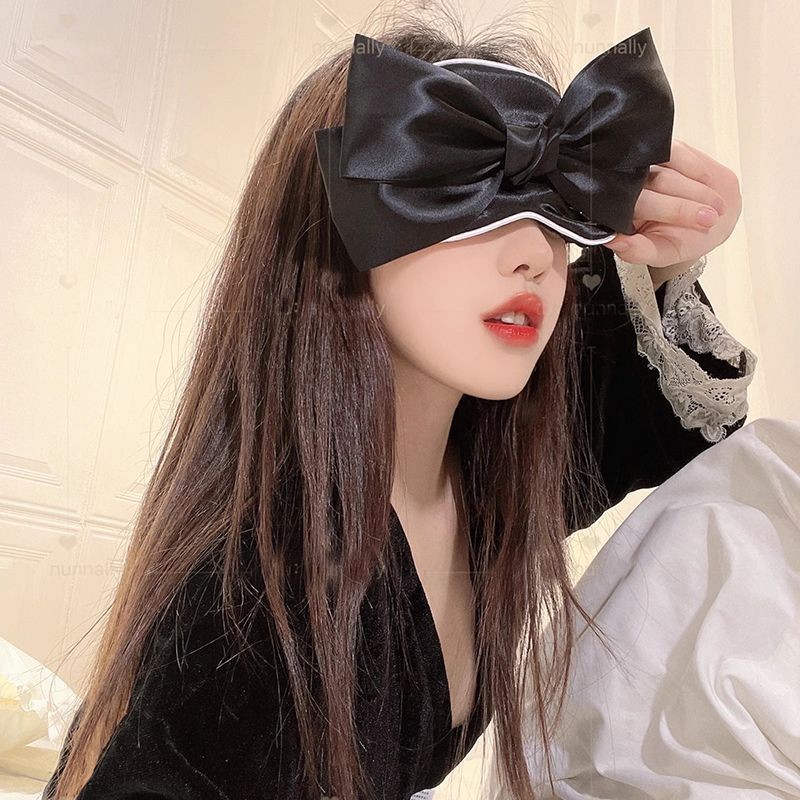 Soft Bow Blindfold Eye Mask for Women, Comfortable Sun-Shading Sleep Mask, Dark Green — detail image 1