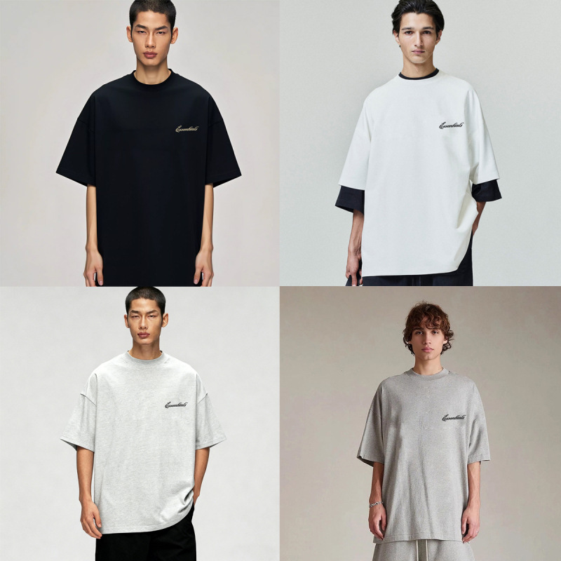 26Ss Essentials American Niche High Street Fashion Small Logo Print Spring and Summer Loose Short-Sleeved T-Shirt for Men and Women